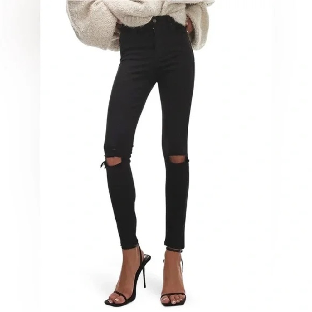 Topshop “Jamie” Black Ripped Skinny Jeans